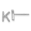 14K White Gold Lab Grown Diamond Letter K Initial Post Earrings