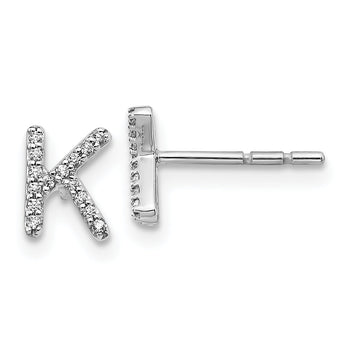 14K White Gold Lab Grown Diamond Letter K Initial Post Earrings