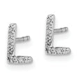 14K White Gold Lab Grown Diamond Letter L Initial Post Earrings