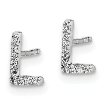 14K White Gold Lab Grown Diamond Letter L Initial Post Earrings