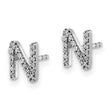 14K White Gold Lab Grown Diamond Letter N Initial Post Earrings