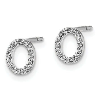 14K White Gold Lab Grown Diamond Letter O Initial Post Earrings