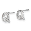14K White Gold Lab Grown Diamond Letter Q Initial Post Earrings