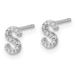 14K White Gold Lab Grown Diamond Letter S Initial Post Earrings