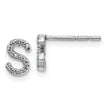 14K White Gold Lab Grown Diamond Letter S Initial Post Earrings