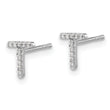 14K White Gold Lab Grown Diamond Letter T Initial Post Earrings