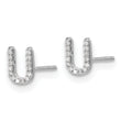 14K White Gold Lab Grown Diamond Letter U Initial Post Earrings