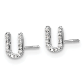 14K White Gold Lab Grown Diamond Letter U Initial Post Earrings