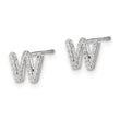 14K White Gold Lab Grown Diamond Letter W Initial Post Earrings