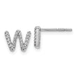 14K White Gold Lab Grown Diamond Letter W Initial Post Earrings
