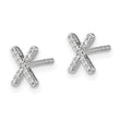 14K White Gold Lab Grown Diamond Letter X Initial Post Earrings