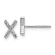 14K White Gold Lab Grown Diamond Letter X Initial Post Earrings