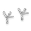 14K White Gold Lab Grown Diamond Letter Y Initial Post Earrings