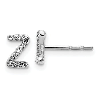 14K White Gold Lab Grown Diamond Letter Z Initial Post Earrings