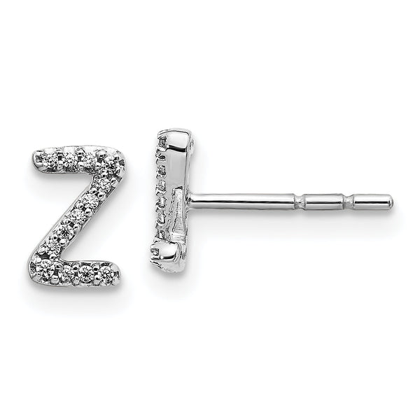 14K White Gold Lab Grown Diamond Letter Z Initial Post Earrings
