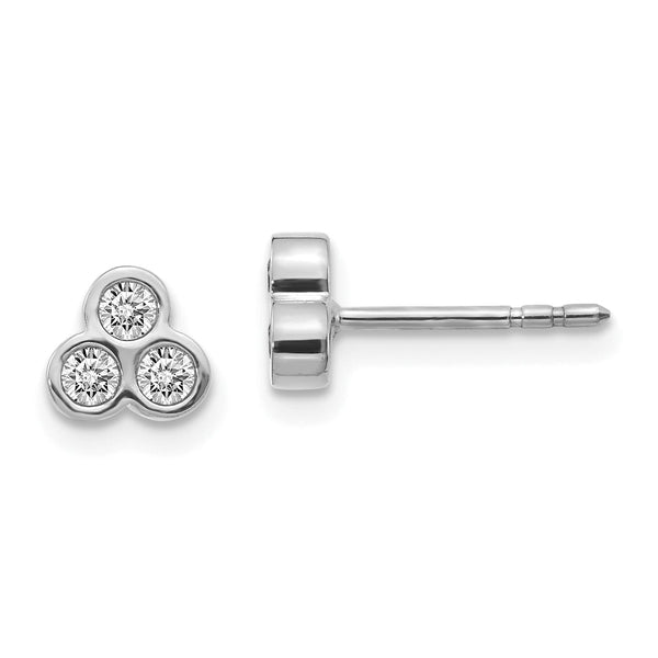 10k White Gold 3-stone Diamond Earrings