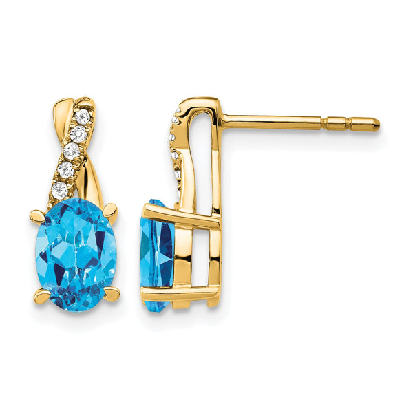 10k Blue Topaz and Diamond Earrings - Birthstone Company