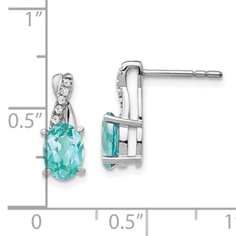 14k White Gold Lab Grown Diamond and Cr Paraiba Post Earrings