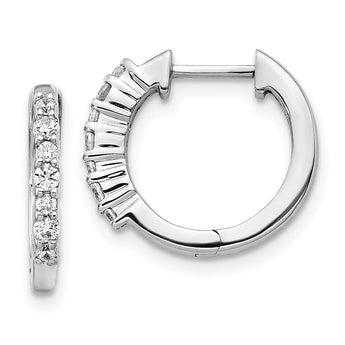 10k White Gold Diamond Hinged Hoop Earrings