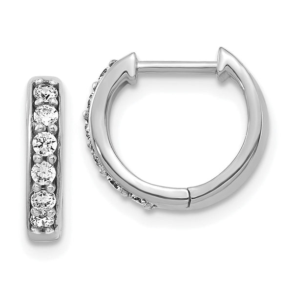 14K White Gold Lab Grown Diamond VS/SI GH, Hinged Hoop Earrings