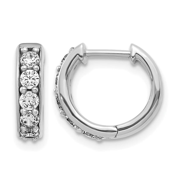 14k White Gold 1/2 carat Lab Grown Diamond VS/SI+ G+ Complete Hinged Hoop Earrings - Birthstone Company