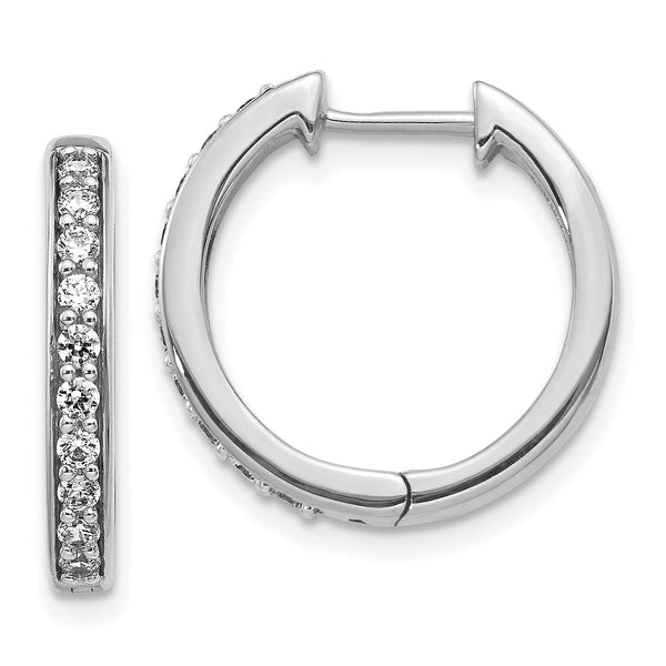 10k White Gold Diamond Hinged Hoop Earrings