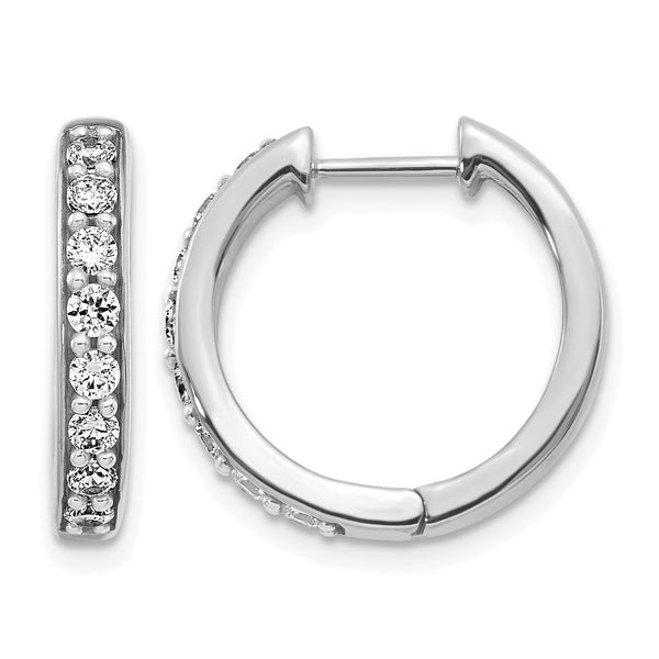 14k White Gold 1/2 carat Lab Grown Diamond VS/SI+ G+ Complete Hinged Hoop Earrings - Birthstone Company