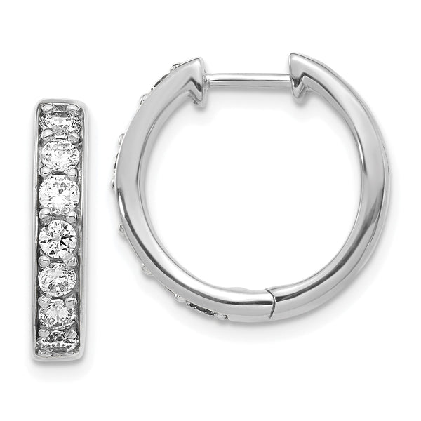 10k White Gold Diamond Hinged Hoop Earrings