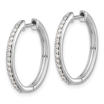 10k White Gold Diamond Hinged Hoop Earrings
