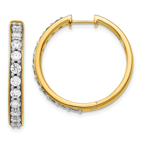14k 1 1/2 carat Lab Grown Diamond VS/SI+ G+ Complete Hinged Hoop Earrings