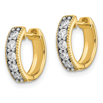 10k Yellow Gold Diamond Milgrain Hinged Hoop Earrings