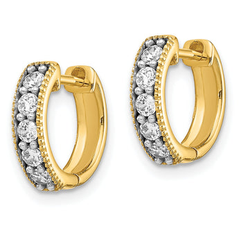 14K Lab Grown Diamond Milgrain Hinged Hoop Earrings