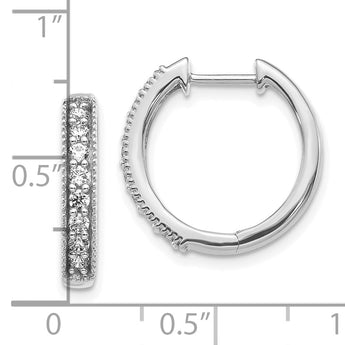 10k White Gold Diamond Milgrain Hinged Hoop Earrings