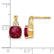 10k Checkerboard Created Ruby and Diamond Earrings - Birthstone Company