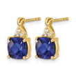 10k Checkerboard Created Sapphire and Diamond Earrings - Birthstone Company