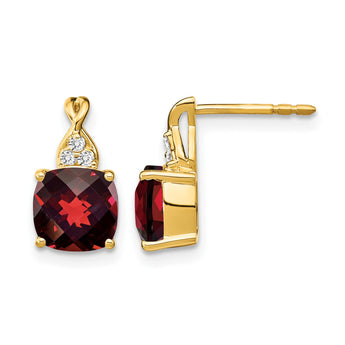 10k Checkerboard Garnet and Diamond Earrings - Birthstone Company