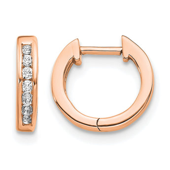 14k Rose Gold 1/8 carat Lab Grown Diamond VS/SI+ G+ Complete Hinged Hoop Earrings - Birthstone Company