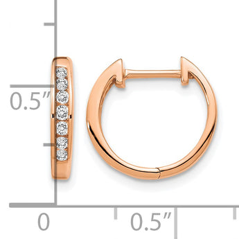 10k Rose Gold Polished Diamond Hinged Hoop Earrings - Birthstone Company