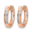 10k Rose Gold Polished Diamond Hinged Hoop Earrings - Birthstone Company