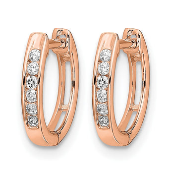 10k Rose Gold Polished Diamond Hinged Hoop Earrings - Birthstone Company