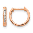 10k Rose Gold Polished Diamond Hinged Hoop Earrings - Birthstone Company