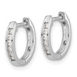 10k White Gold Polished Diamond Hinged Hoop Earrings