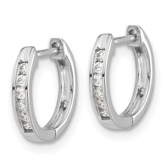 10k White Gold Polished Diamond Hinged Hoop Earrings