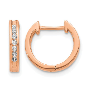10k Rose Gold Diamond Hinged Hoop Earrings - Birthstone Company