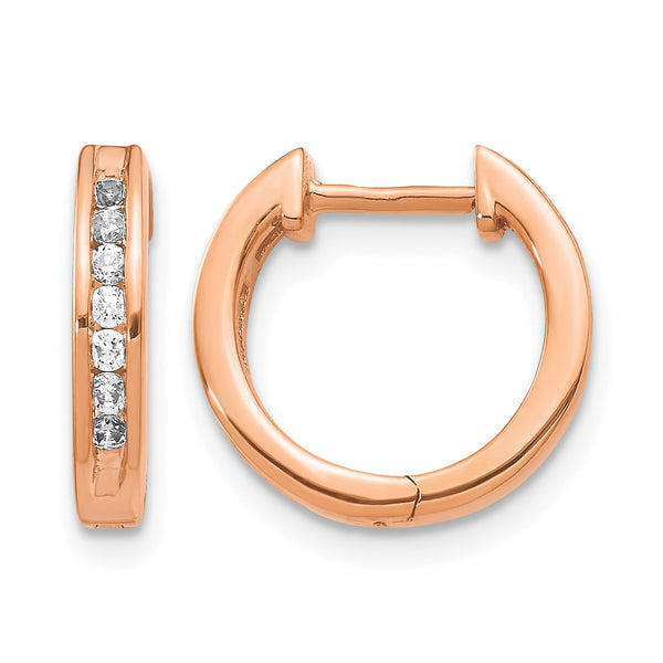 14k Rose Gold 1/4 carat Lab Grown Diamond VS/SI+ G+ Complete Hinged Hoop Earrings - Birthstone Company