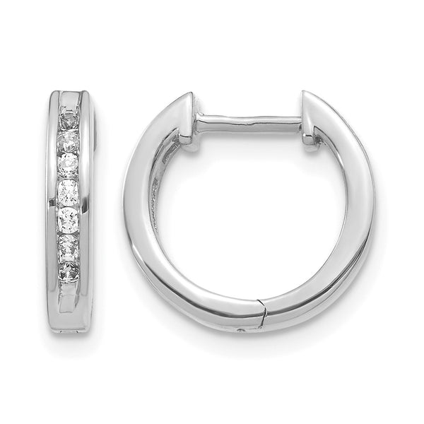 14k White Gold 1/4 carat Lab Grown Diamond VS/SI+ G+ Complete Hinged Hoop Earrings - Birthstone Company