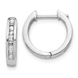 10k White Gold Round/Baguette Diamond Hinged Hoop Earrings