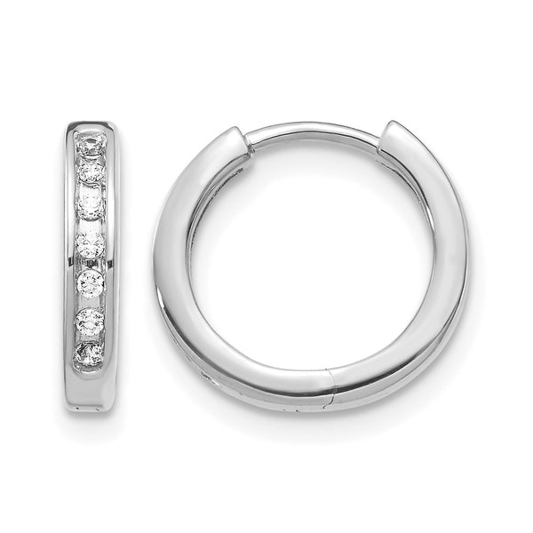 10k White Gold Diamond Hinged Hoop Earrings - Birthstone Company