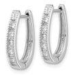 10k White Gold Diamond Oval Hinged Hoop Earrings