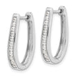10k White Gold Diamond Oval Hinged Hoop Earrings